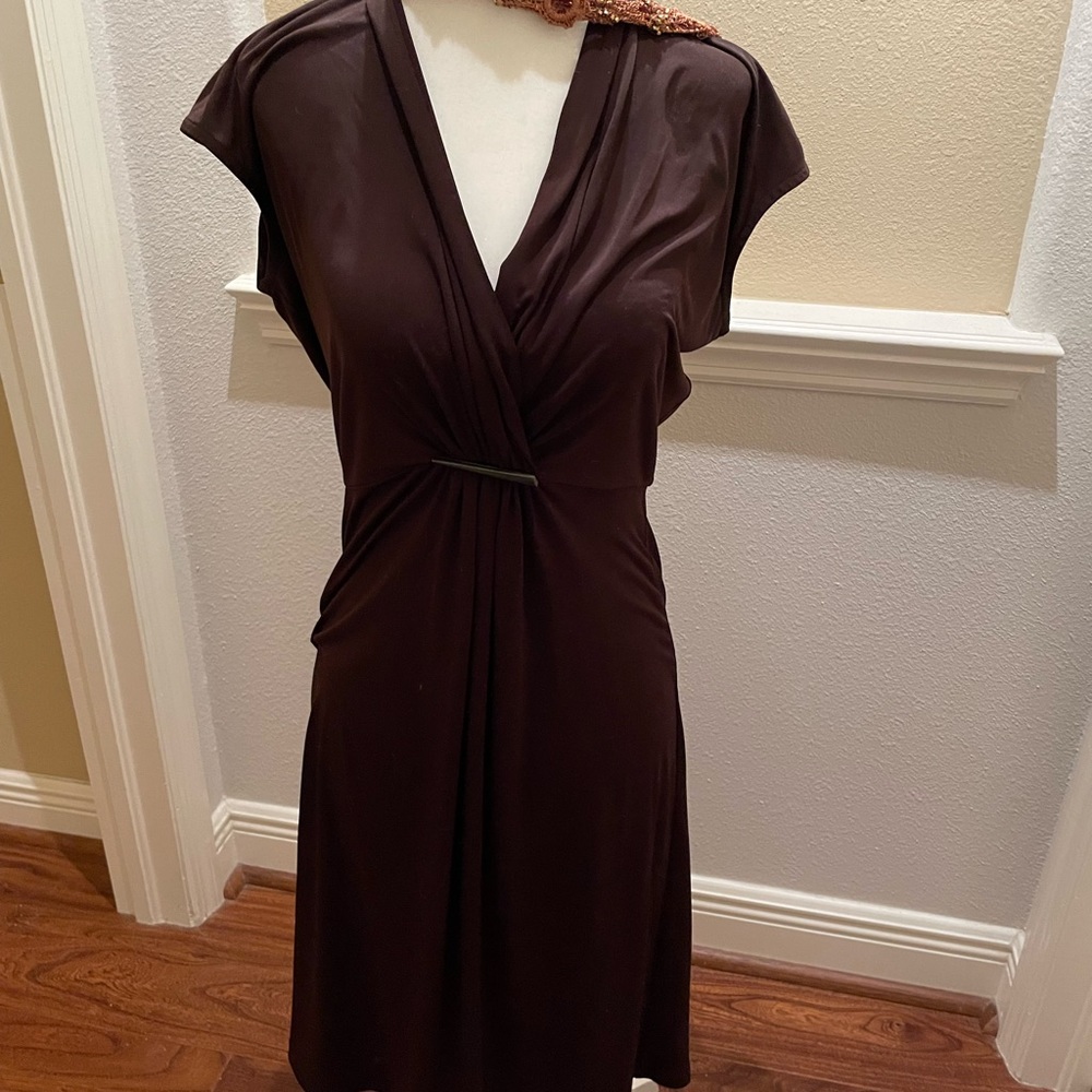Chocolate brown v neck dress